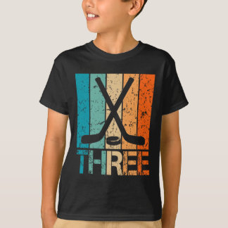 Camiseta Aniversário de 3 anos de hóquei Menino Menina de 3