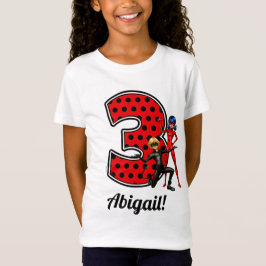Camiseta Aniversário de 3 anos de Ladybug Miraculoso e Cat