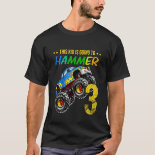 Camiseta Aniversário de 3 anos de meninos Caminhão Monstro