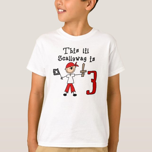 Camiseta aniversário de 3 anos de Pirata de Pau (Frente)