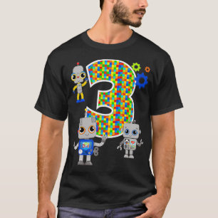 Camiseta Aniversário de 3 anos de Robótica Festa 3 anos d