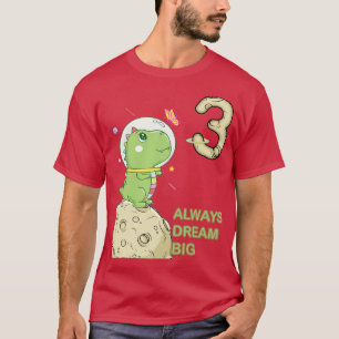 Camiseta aniversário de 3 anos de Três Anos Astronauta Dino