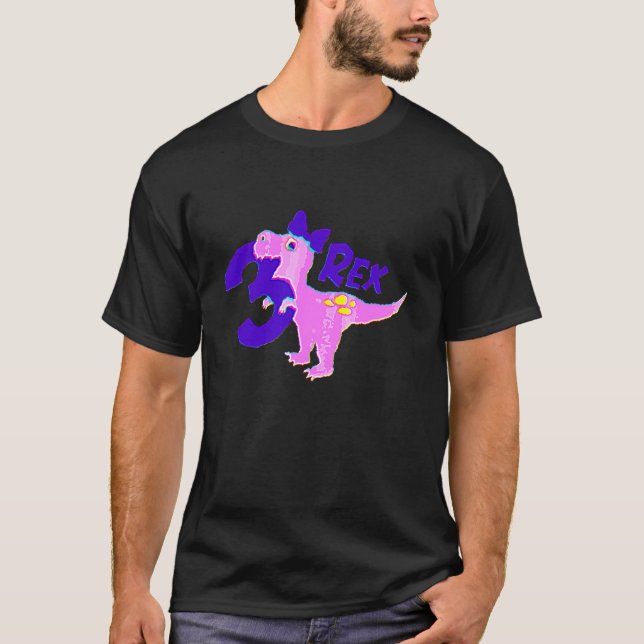 Camiseta aniversário de 3 anos Dinossauro T Rex Crianças De (Frente)