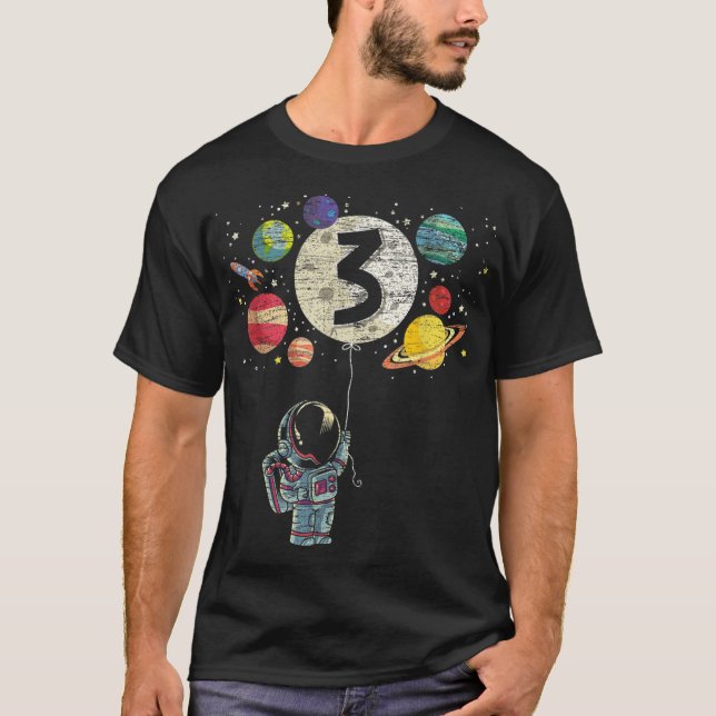 Camiseta aniversário de 3 anos do Astronauta de Criança de  (Frente)