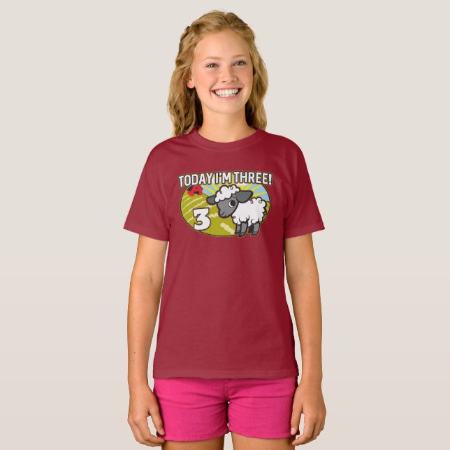 Camiseta Aniversário de 3 anos do garoto hoje eu tenho três (Frente Completa)