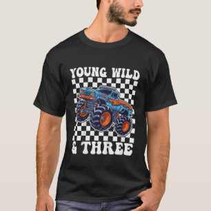 Camiseta Aniversário de 3 anos do menino Caminhão Monstro J