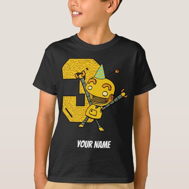 Camiseta Aniversário de 3 anos do robô (Frente)