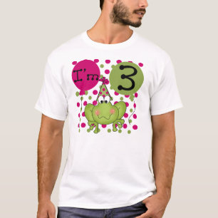 Camiseta Aniversário de 3 anos do sapo (rosa)