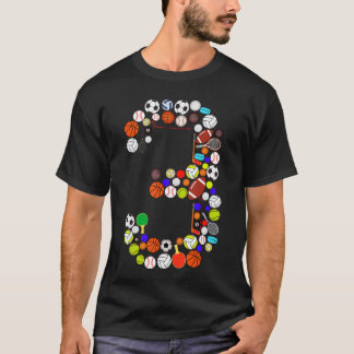 Camiseta Aniversário de 3 anos Esportes Grande Número Três