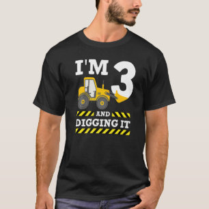 Camiseta aniversário de 3 anos Excavator, estou a 3 a cavar
