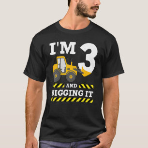 Camiseta aniversário de 3 anos Excavator, estou a 3 a cavar