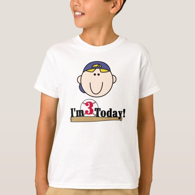 Camiseta Aniversário de 3 anos louro do basebol (Frente)