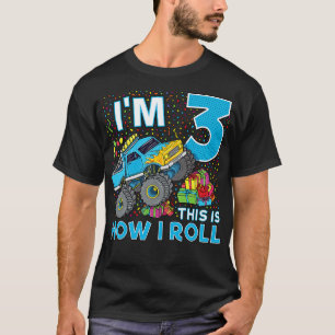Camiseta aniversário de 3 anos Monster Truck Party - Presen