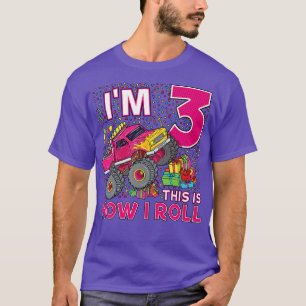 Camiseta aniversário de 3 anos Monster Truck Party - Presen