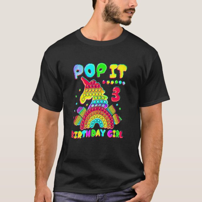 Camiseta aniversário de 3 anos Pop Ti Fidget Toque De 3 Ano (Frente)