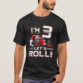 Camiseta aniversário de 3 anos Race Car 3 Anos com Rolha de