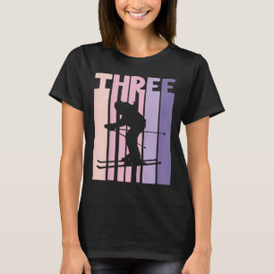 Camiseta aniversário de 3 anos Rapariga Retro Esqui Esquiad