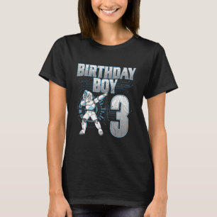 Camiseta aniversário de 3 anos Rapaz Dabbing Robot 3 Anos