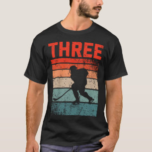 Camiseta aniversário de 3 anos Retro Hóquei No Gelo De 3 An