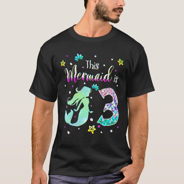 Camiseta aniversário de 3 anos Sereia É Para Meninas De 3 A (Frente)