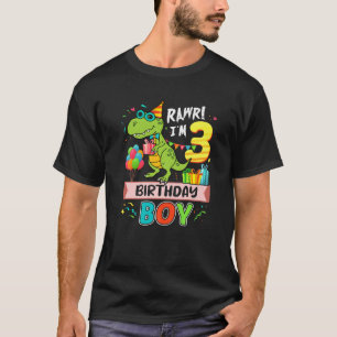 Camiseta aniversário de 3 anos T Rex Dinossaur Rawr Eu tenh