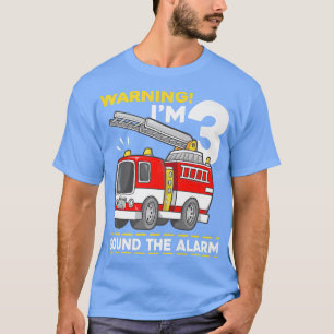 Camiseta aniversário de 3 anos Toddler Fire Truck, 3 Anos