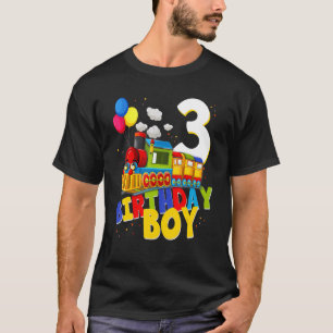 Camiseta aniversário de 3 anos Train Boys Garotas 3 anos Eu