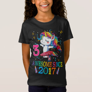 Camiseta aniversário de 3 anos Unicórnio Dabbing
