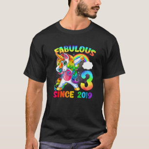 Camiseta aniversário de 3 anos Unicórnio Garota Fabulosa De