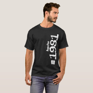 Camiseta aniversário de 40 anos 1981: Nome Legendas Vintag