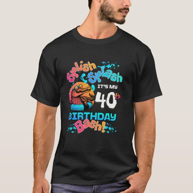 Camiseta aniversário de 40 anos Bash Crocodilo Alligator Pi (Frente)