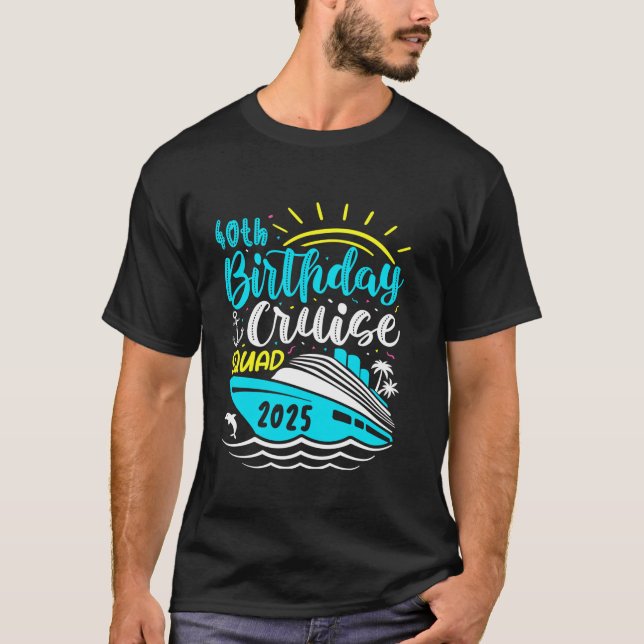 Camiseta aniversário de 40 anos Cruise 2025 Férias Quadrada (Frente)