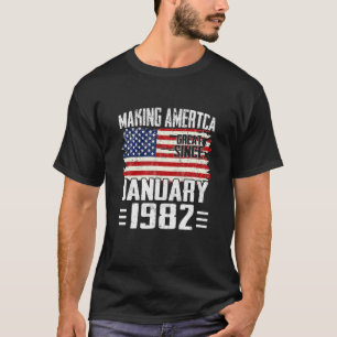Camiseta aniversário de 40 anos de Janeiro de 1982 Bandeir