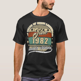 Camiseta aniversário de 40 anos de junho de 1982 Vintage Le