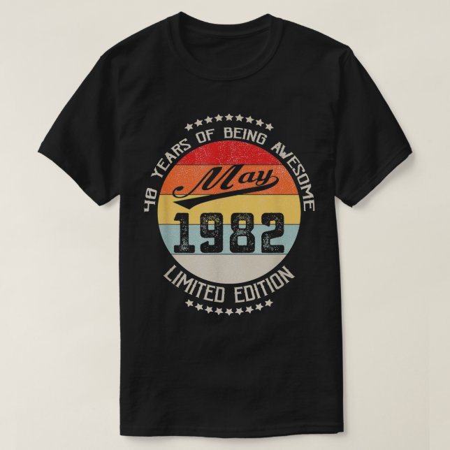 Camiseta Aniversário de 40 anos De Maio De 1982 40 Anos Sen (Frente do Design)