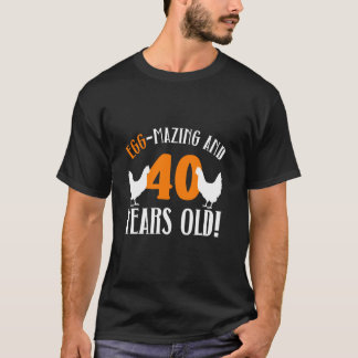 Camiseta Aniversário de 40 anos Fazendeiro de Galinha Galin