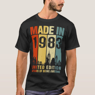 Camiseta aniversário de 40 anos Feita Em 1983 Edição Limita