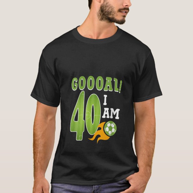 Camiseta aniversário de 40 anos, futebol, tenho 40 anos, en (Frente)