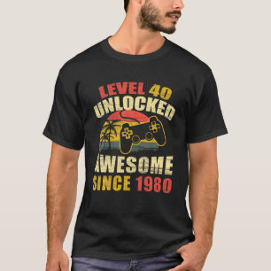 Camiseta aniversário de 40 anos Incrível 1980 Gamer Níve