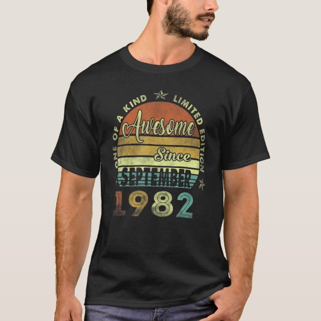Camiseta aniversário de 40 anos Incrível Desde Setembro De  (Frente)
