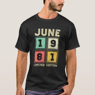 Camiseta aniversário de 40 anos June Vintage 1981, 40 Anos