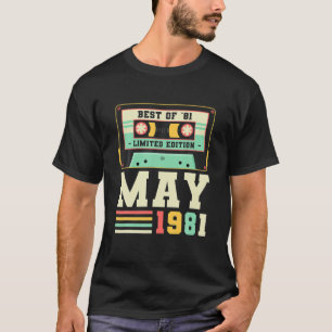 Camiseta aniversário de 40 anos May Vintage 1981 40 Anos
