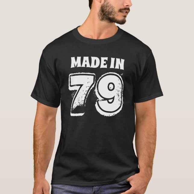 Camiseta Aniversário de 40 anos Mens feito em 79 tipografia (Frente)