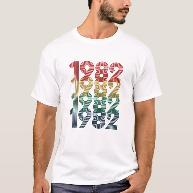 Camiseta aniversário de 40 anos, Nascer 1982, Homens (Frente)