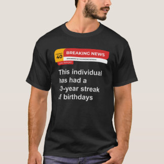Camiseta Aniversário de 40 anos Notícias de Última Hora Seq