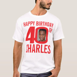 Camiseta aniversário de 40 anos personalizado nome e modelo