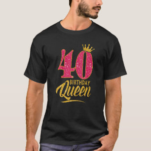 Camiseta aniversário de 40 anos Queen, 40 anos, coroa rosa