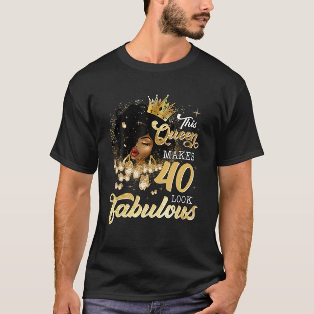 Camiseta aniversário de 40 anos Queen 40 Anos Garota Negra  (Frente)