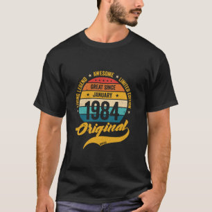 Camiseta aniversário de 40 anos Retro Janeiro 1984 Vintage