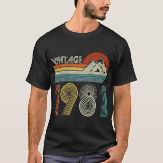 Camiseta aniversário de 40 anos Vintage 1981 Homens Retro C